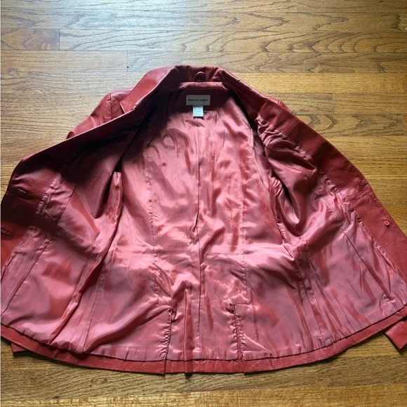 Newport News Red Leather Blazer/Jacket Size 8 - Picture 10 of 11